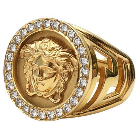 versace 18k gold ring|versace gold ring for men.